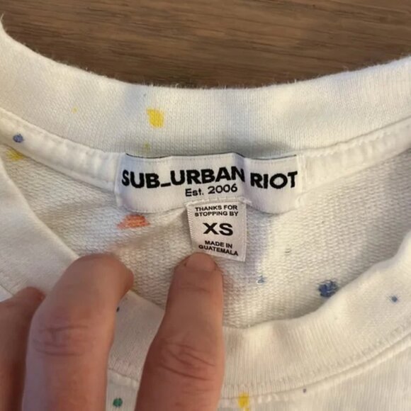 Suburban Riot white sweatshirt with paint splatters - Picture 3 of 7